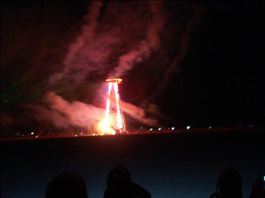 Pict0227 Tower Fireworks Burning Man Black Rock City Nevada