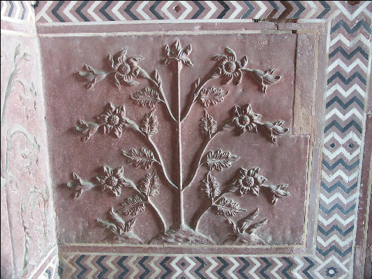 Pict3920 Taj Mosque Marble Floral Carving Agra