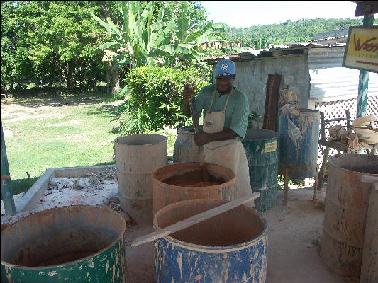 Mixing Clay Wassi Pottery Ocho Rios Jamaica
